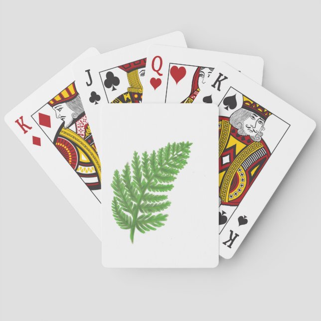 Elegantes grünes Aquarellenfarn-Waldland-Blätter Spielkarten (Rückseite)
