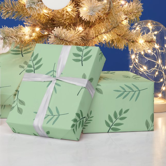 Elegantes grünes Blätterwappenpapier zum Thema "Bl Geschenkpapier (Feiertage)