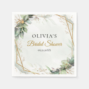 Elegantes grünes Blattwerk Imitate Gold Brautparty Serviette