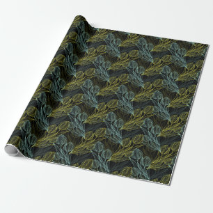 Elegantes, grünes, blaues Tulpenmuster Geschenkpapier