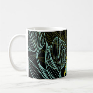 Elegantes, grünes, blaues Tulpenmuster Kaffeetasse