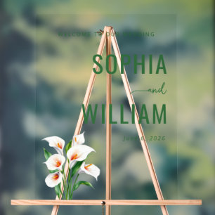 Elegantes grünes Blumen-Hochzeitsschild Acrylschild