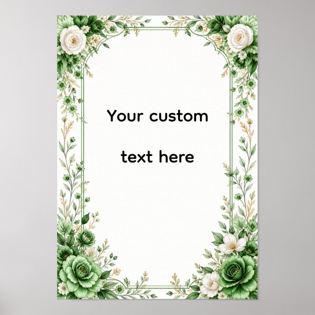 Elegantes grünes Blumendesign Poster (Vorne)