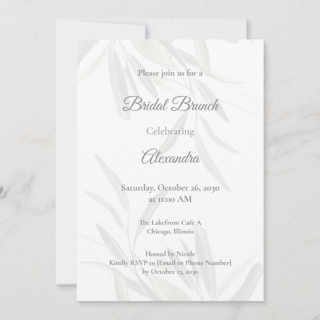 Elegantes, grünes botanisches Brautparty Einladung (Vorderseite)