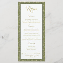 Elegantes grünes Botanisches Hochzeitsmenü Menükarte