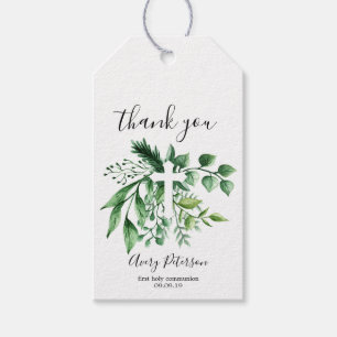 Elegantes grünes botanisches Kreuz-erste heilige Geschenkanhänger
