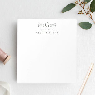 Elegantes grünes Botanisches Monogramm Notizblock