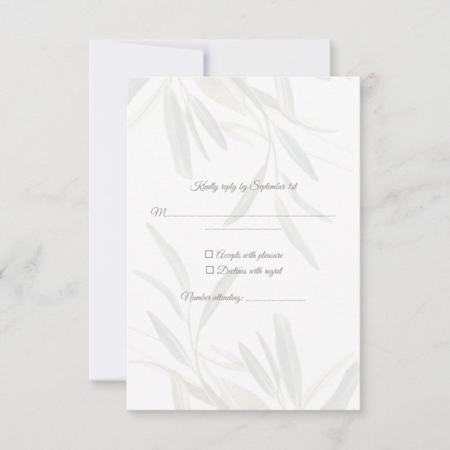 Elegantes, grünes botanisches UAWG RSVP Karte (Vorderseite)