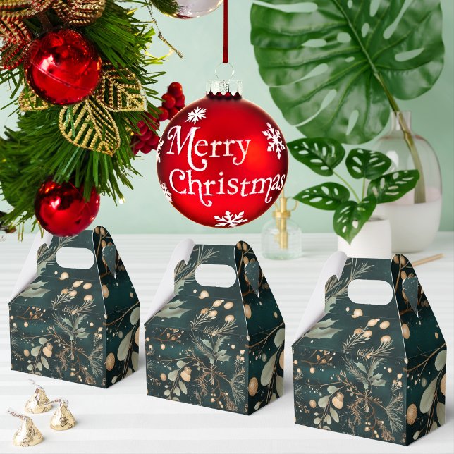 Elegantes grünes botanisches Weihnachtsfest Geschenkschachtel (Celebrate the holidays with these cute gift boxes!)