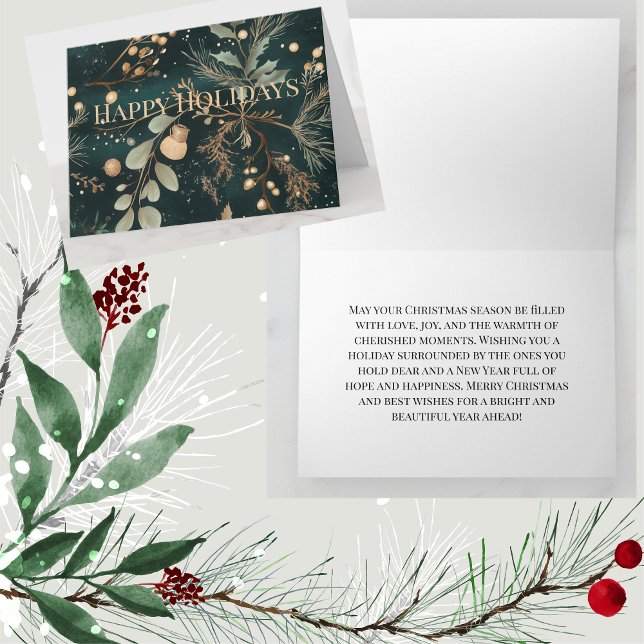 Elegantes grünes botanisches Weihnachtsfest Karte (Send your Christmas Greetings with our Elegant Green Botanical Christmas Greeting Cards!)