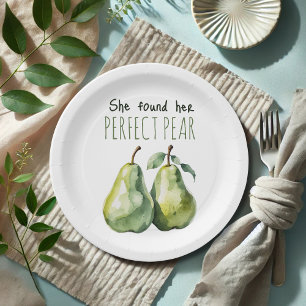 Elegantes grünes Brunch Perfect Pear Brautparty Pappteller