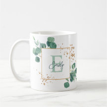 Elegantes grünes Eukalyptus & Gold Foil Monogramm