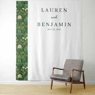 Elegantes grünes florales Hochzeitsbanner Wandteppich