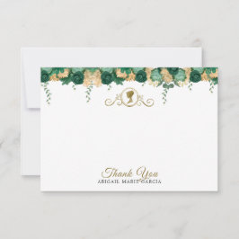 Elegantes grünes, florales Viktorianisches Brautpa Dankeskarte
