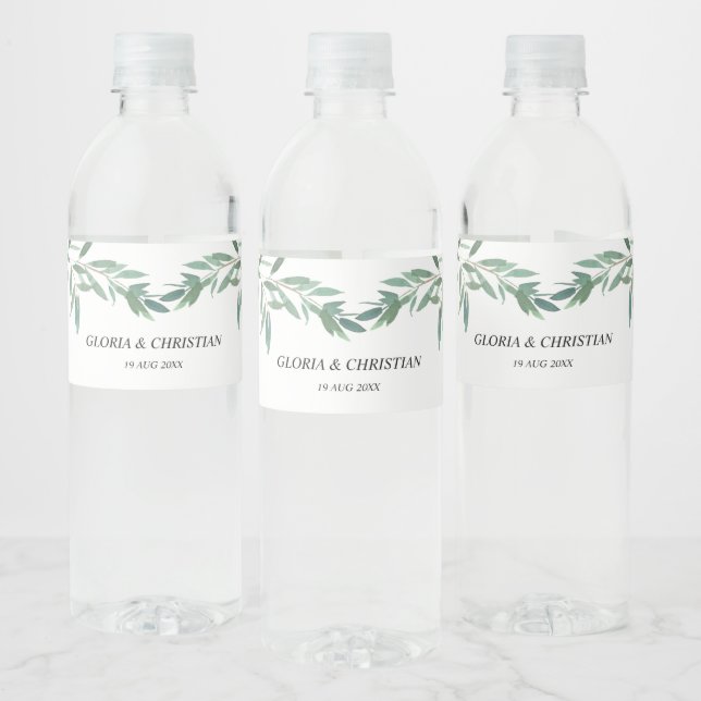 Elegantes grünes Foliage Hochzeitwasser-Flaschenet (Flaschen)