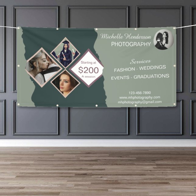 Elegantes grünes Foto Collage Beruflich Business Banner (Von Creator hochgeladen)