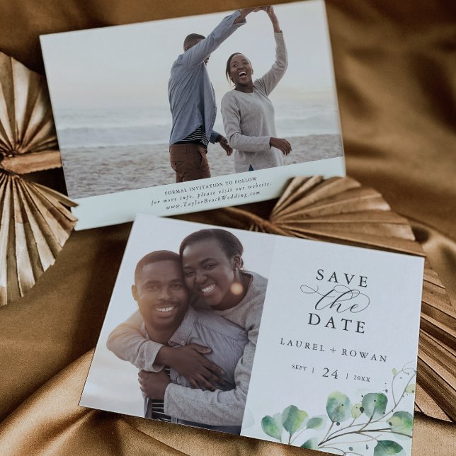 Elegantes Grünes Foto Save the Date (Von Creator hochgeladen)