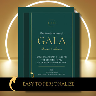 Elegantes grünes Gold-Gala-Fundraising-Event Einladung
