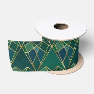 Elegantes grünes Goldenes Herz Geometrische Art De Satinband