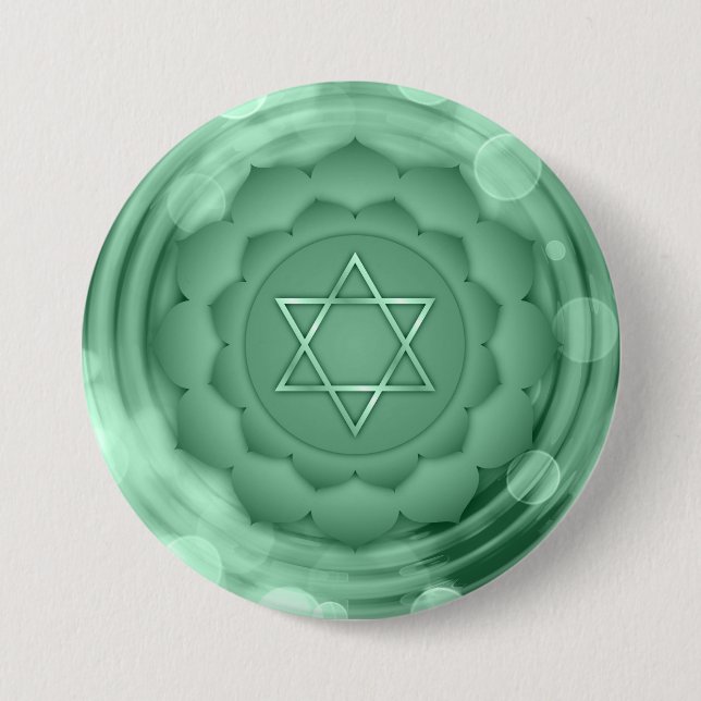 Elegantes grünes Herz Chakra Zen Yoga Spirituell Button (Vorderseite)