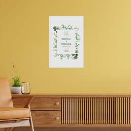 Elegantes Grünes Hochzeits-Willkommensposter Poster