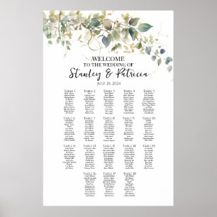 Elegantes Grünes Hochzeitstil 18 Tische Poster