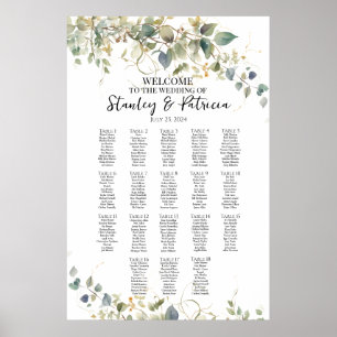 Elegantes Grünes Hochzeitstil 18 Tische Poster