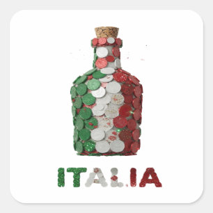 Elegantes grünes ITALIA-Label-Design Quadratischer Aufkleber