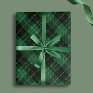 Elegantes grünes Karo-Weihnachtsfest Geschenkpapier Set