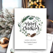 Elegantes grünes Kiefernwald Wasserfarbe