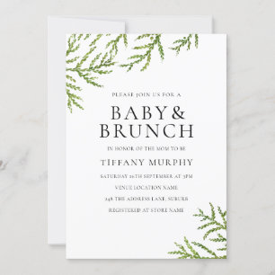 Elegantes grünes Leaf Baby & Brunch Babydusche Einladung