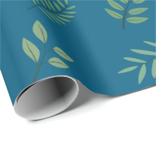 Elegantes grünes Leaf-Wrapping Paper über Ocean Bl Geschenkpapier