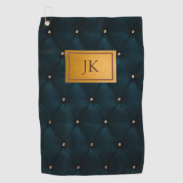 Elegantes grünes Leder, Diamanten, Monogramm Golfhandtuch