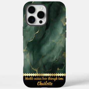 Elegantes grünes Marmordesign mit goldenen Akzente iPhone 16 Pro Max Hülle