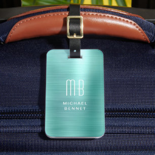 Elegantes grünes Monogramm Gepäckanhänger