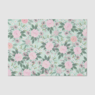 Elegantes grünes Pink, florales Aquarellbild Seidenpapier