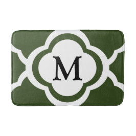Elegantes grünes Quatrefolienmonogramm Badematte