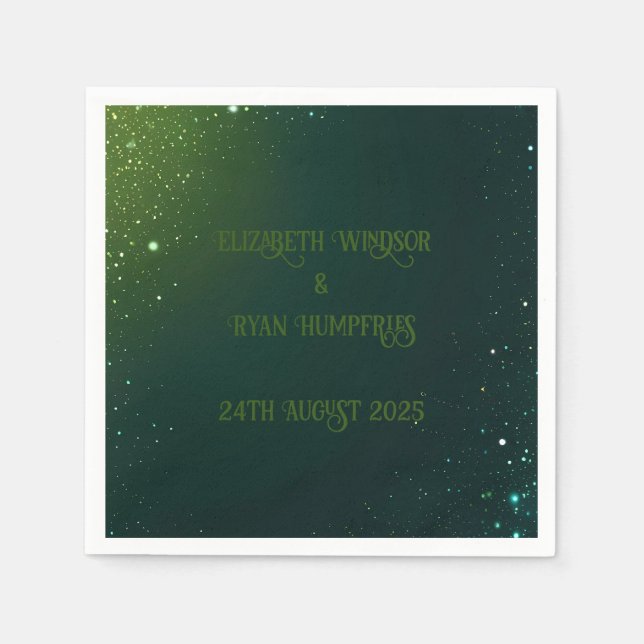 Elegantes grünes Rosa & Blues Sparkle Design Serviette (Vorderseite)