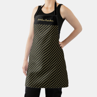 Elegantes, grünes, schwarz gestreiftes Muster Schürze
