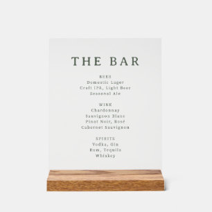 Elegantes grünes Serifenschrift-Menüschild mit Bal Acrylschild