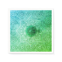Elegantes, grünes Spitzen-Musterpapier Napkins