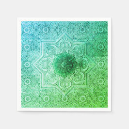 Elegantes, grünes Spitzen-Musterpapier Napkins Serviette
