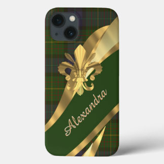 Elegantes grünes Tartan kariert personalisiert Case-Mate iPhone Hülle