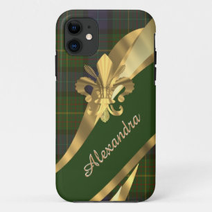 Elegantes grünes Tartan kariert personalisiert iPhone 11 Hülle