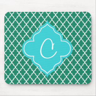 Elegantes, grünes und aquamarines Quatrefolienmono Mousepad