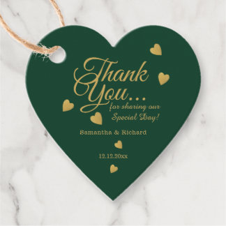 Elegantes grünes und goldenes Dankeschön-Herz zur Geschenkanhänger