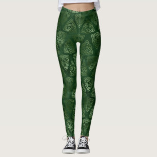 Elegantes grünes und goldenes irisch-keltisches Mu Leggings