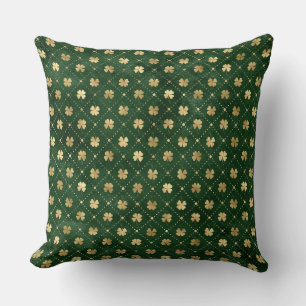 Elegantes grünes und goldenes irisches Shamrock-Kl Kissen