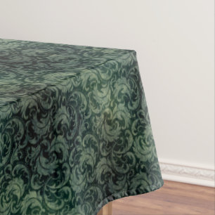Elegantes grünes vintage Damast-Blumenmuster Tischdecke