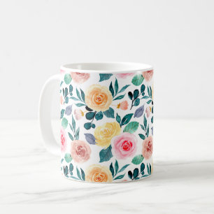 Elegantes grünes Wasserfarben-Blumenmuster im Vint Kaffeetasse